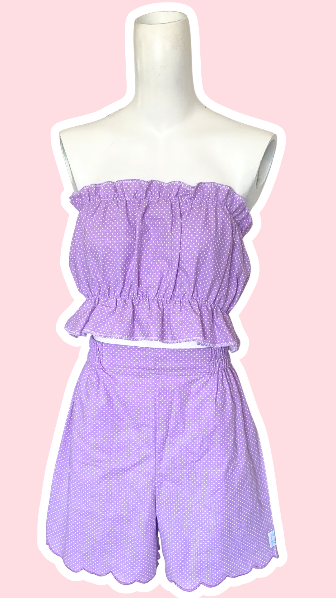 Short • T.S • Short upcyclé lila à pois blanc