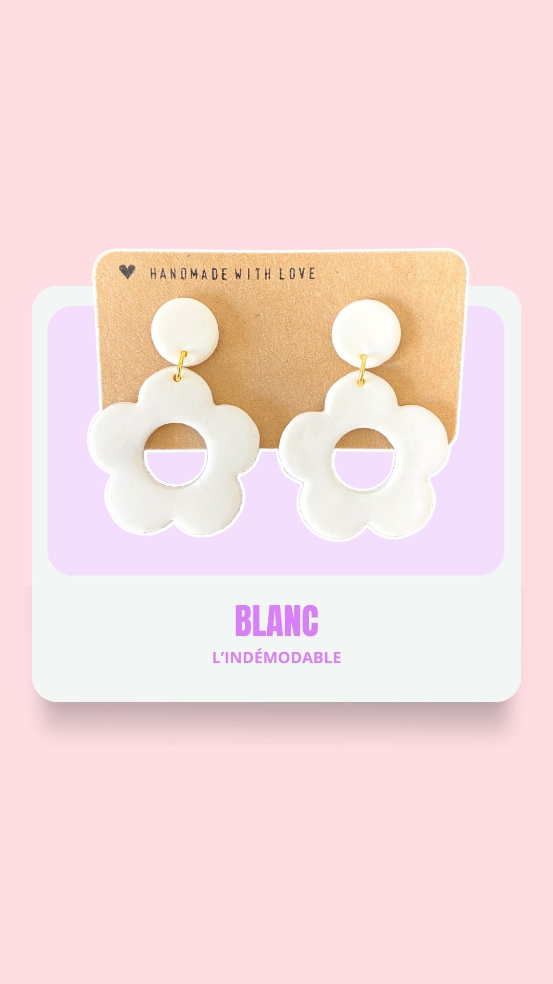 Boucles d’oreilles • Boucles en fleurs 70s blanches