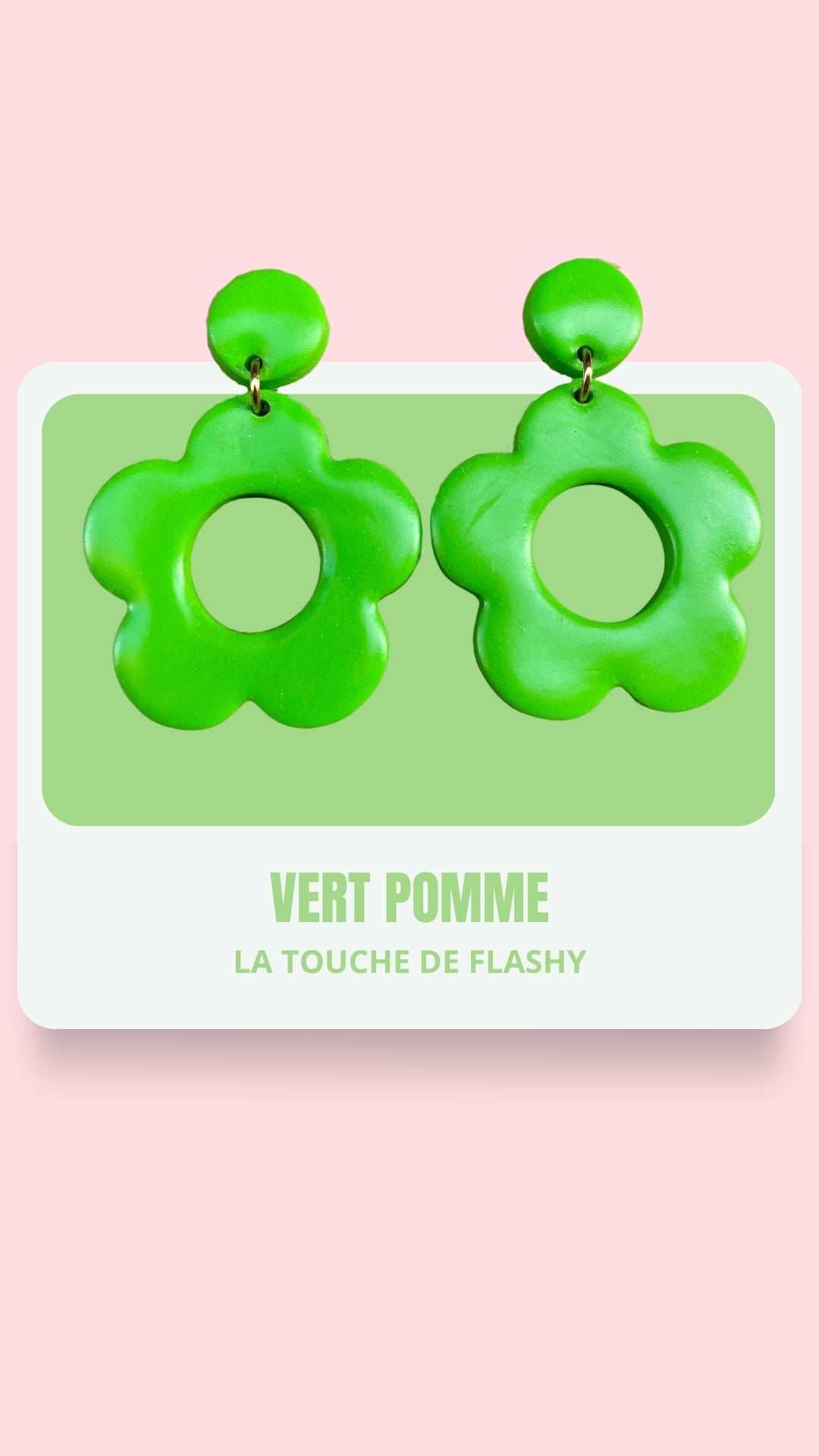 Boucles d’oreilles • Boucles en fleurs 70s vert pomme