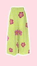 Pants • T.M • Pantalon upcyclé vichy vert & fleurs fushia