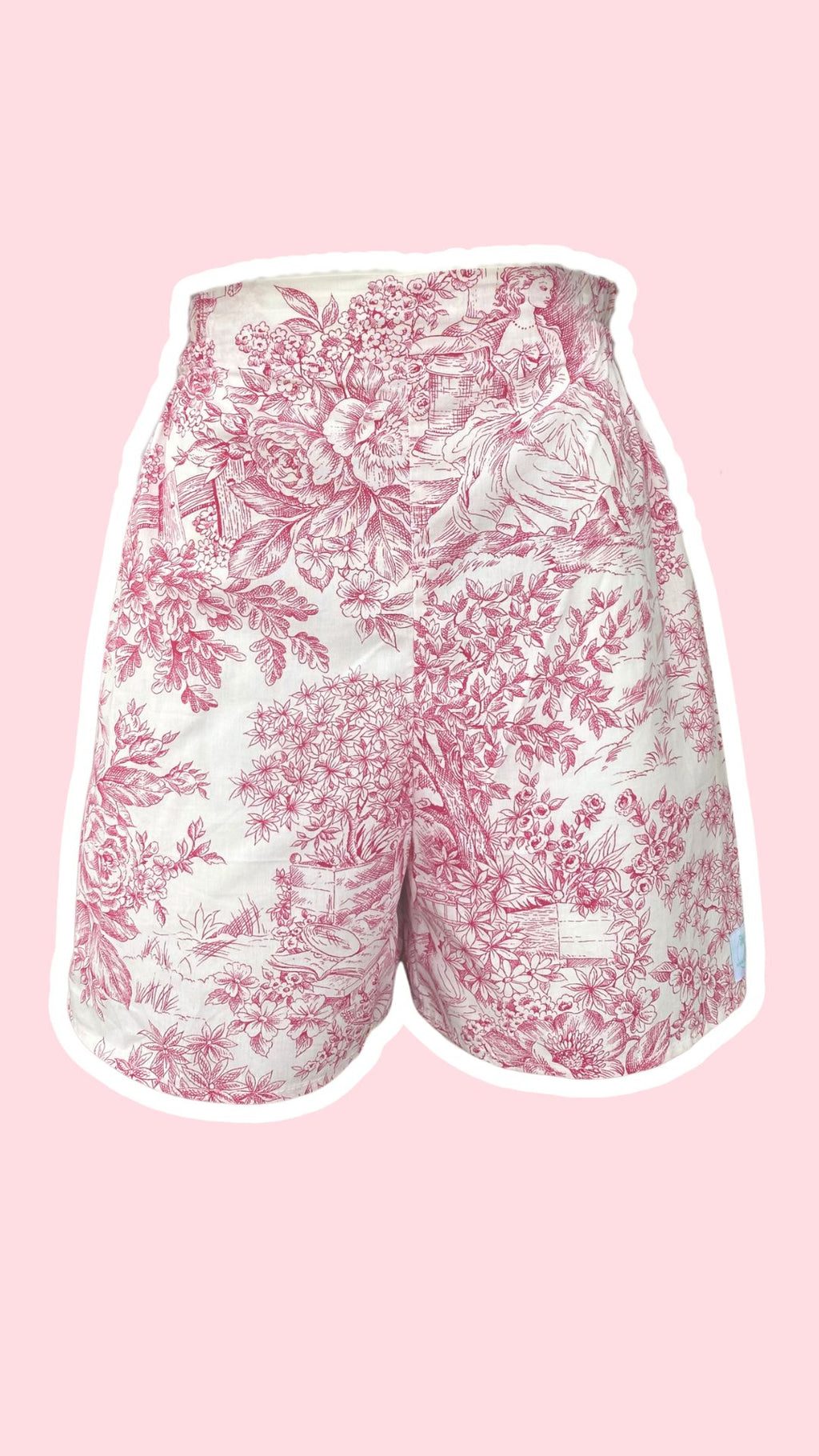 .Short • T.XS/S à XL • Short coton toile de jouy rose