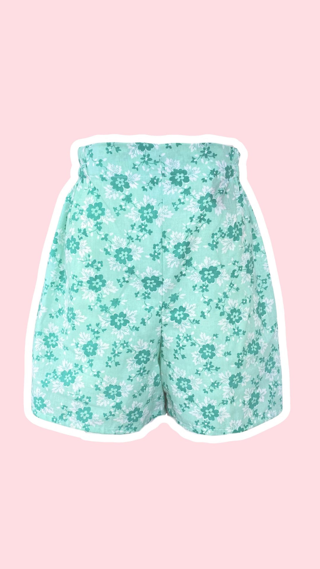 Short • Taille XS/S • Short upcyclé vert d'eau liberty
