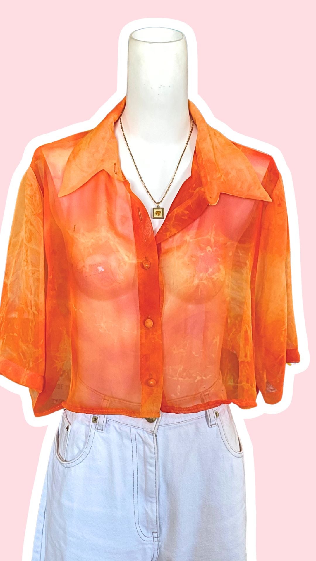 Cropped • T. 36 à 42 • Chemise transparente orange