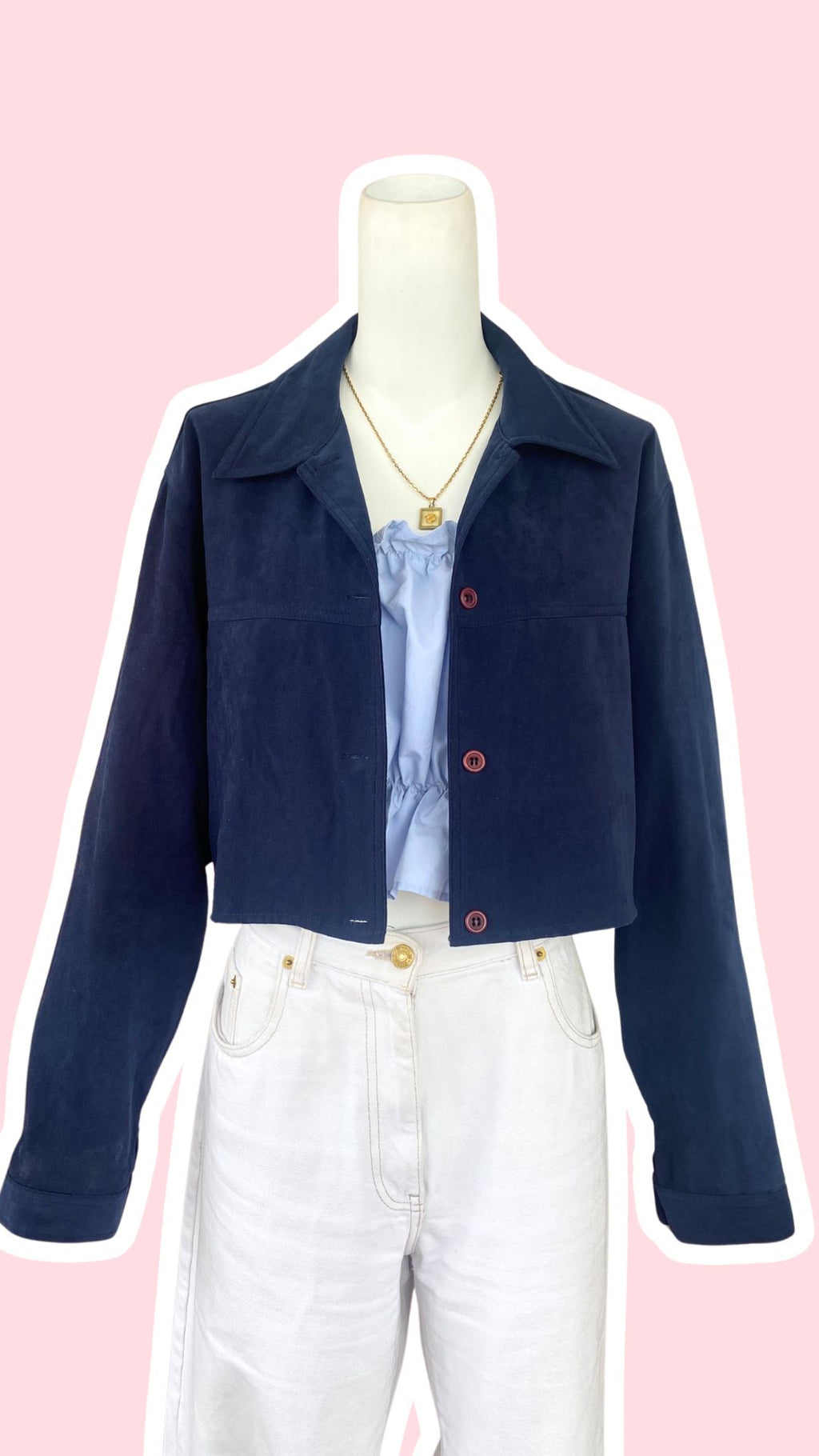 Cropped Jacket • T. 36 à 42 • Surchemise veste courte bleu foncé
