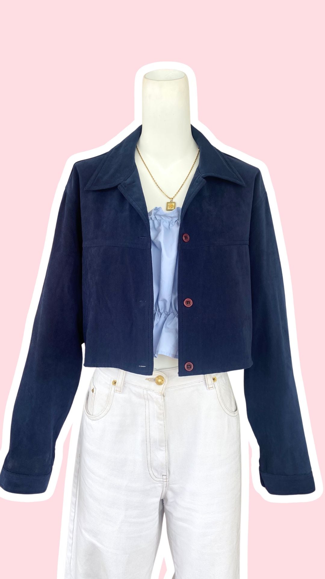 Cropped Jacket • T. 36 à 42 • Surchemise veste courte bleu foncé