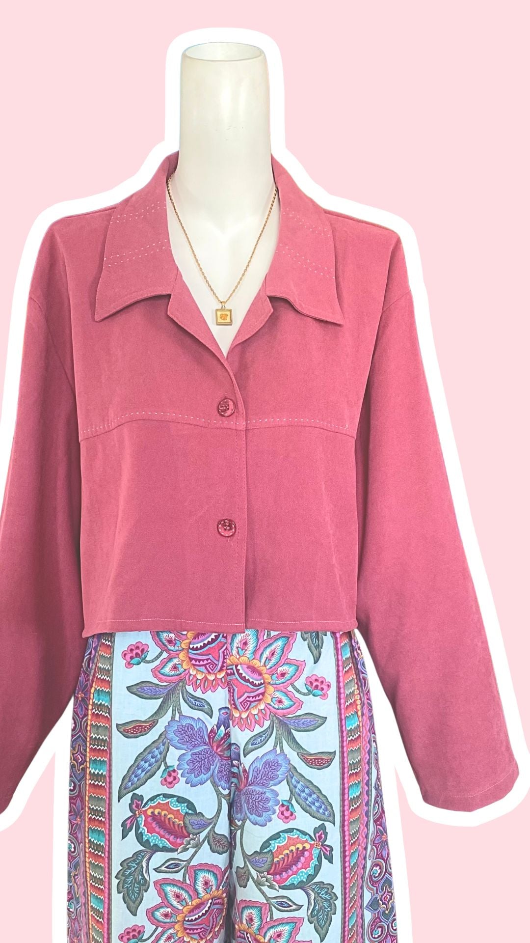 Cropped Jacket • T. 38 à 44 • Surchemise courte vieux rose