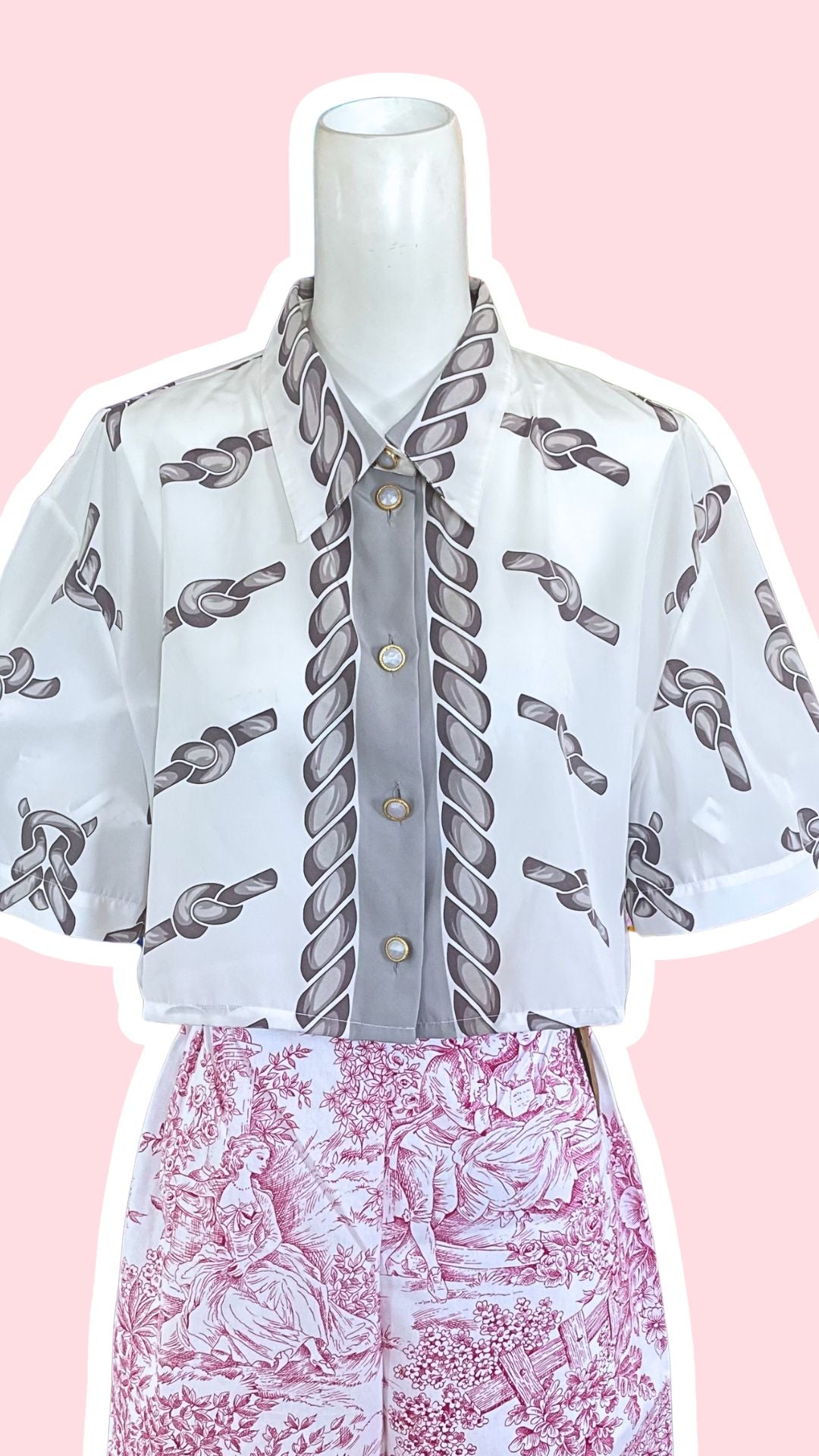 Cropped • T. 38 à 44 • Chemise motifs cordes