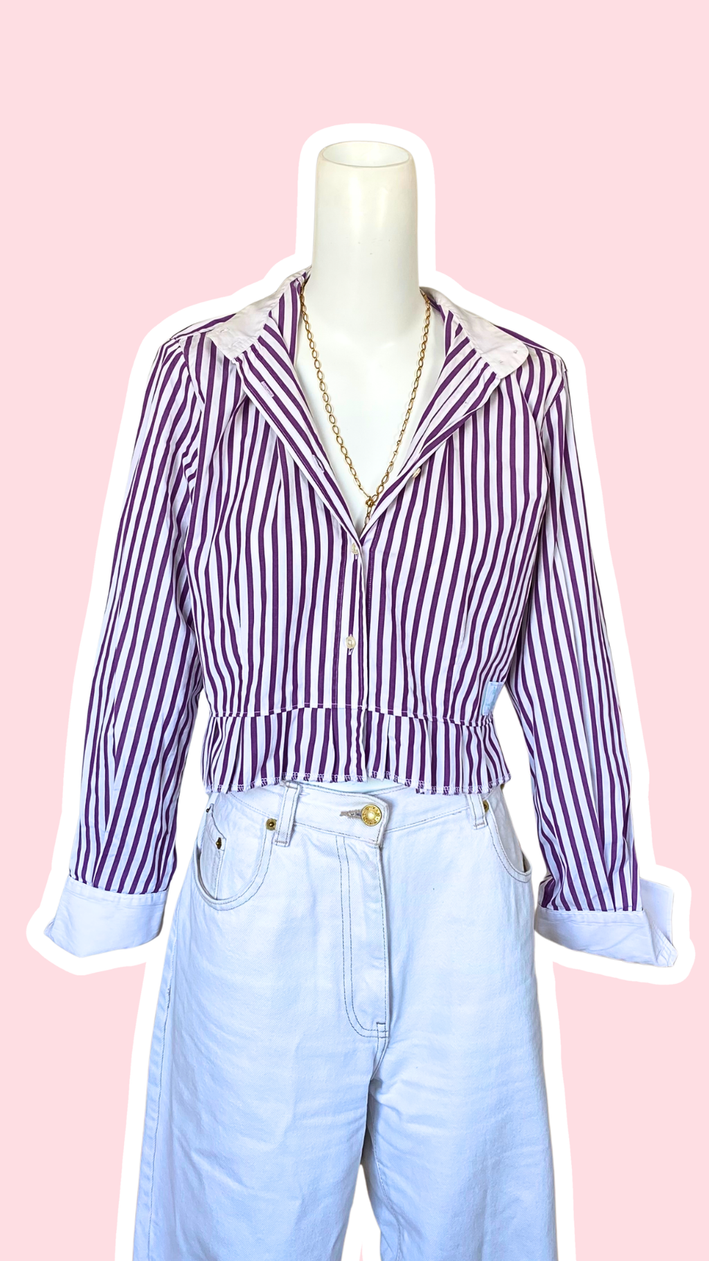 Froufrou • T. 32 à 36 • Chemise courte manches longues à rayures violettes