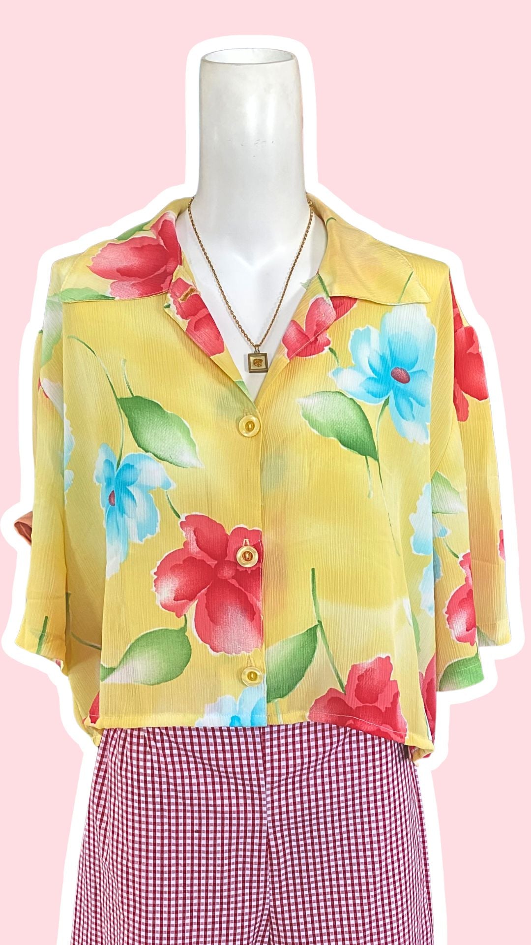 Cropped • T. 40 à 48 • Chemise jaune fleurie