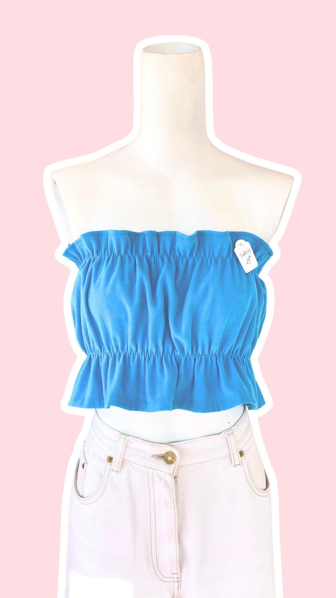 P'tis Ôh • Taille XS  • Haut bandeau suédine bleu turquoise