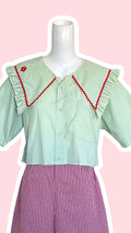 Sweaties • T.34 à 38 • Chemise grand col vert pomme & rouge