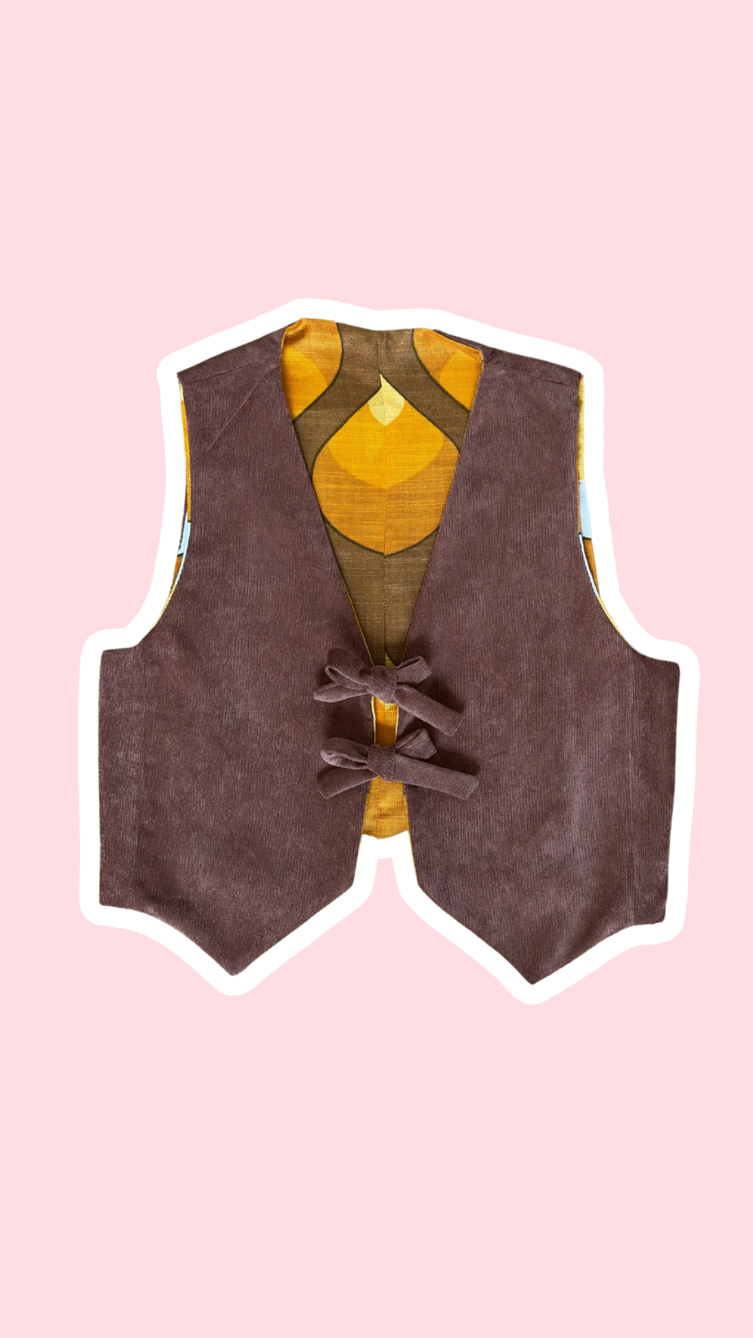 Veston réversible  • Taille unique • Veston motif années 70 et velours marron