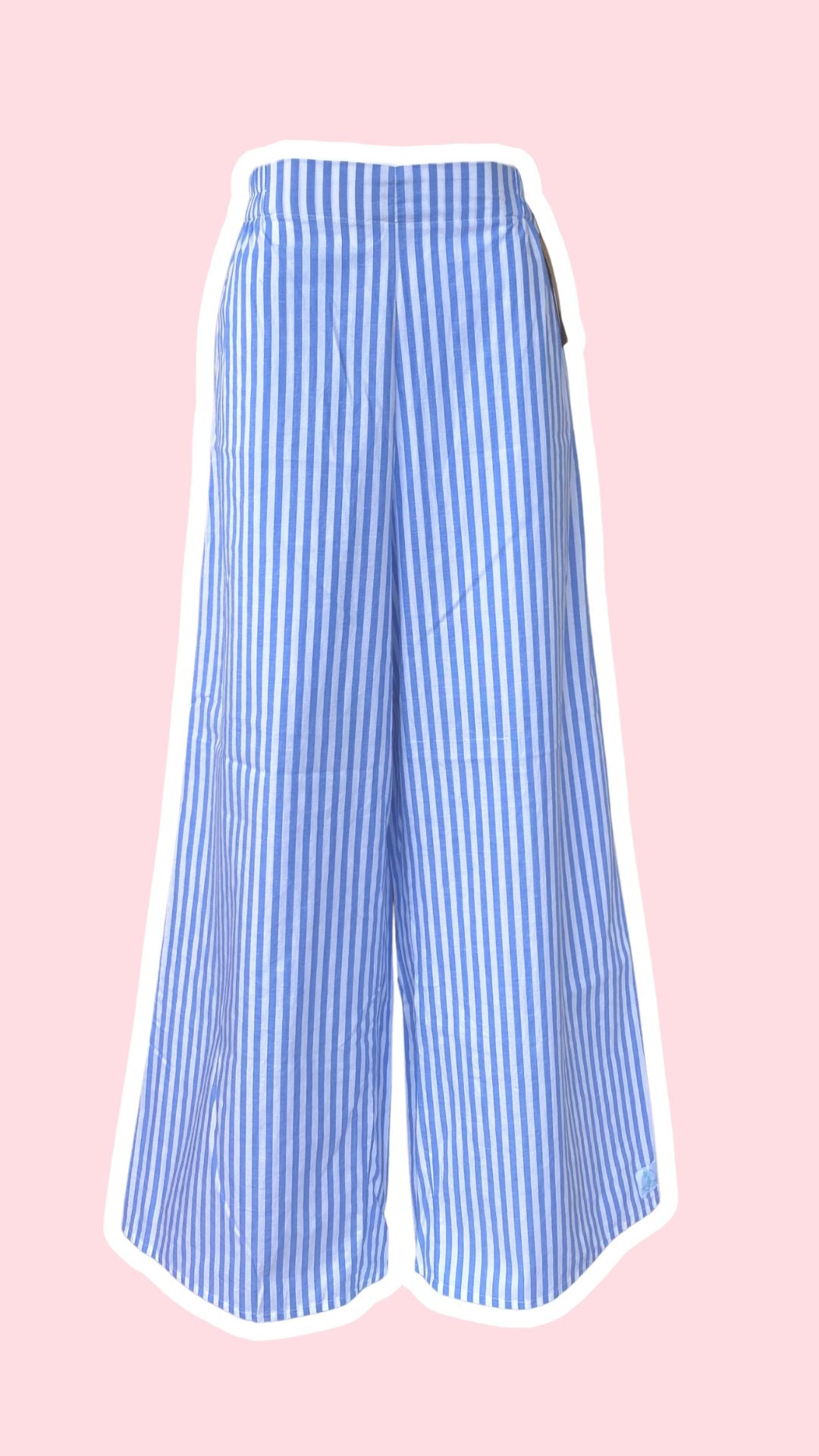 Pants • Taille L • Pantalon upcyclé rayures bleu ciel et blanches