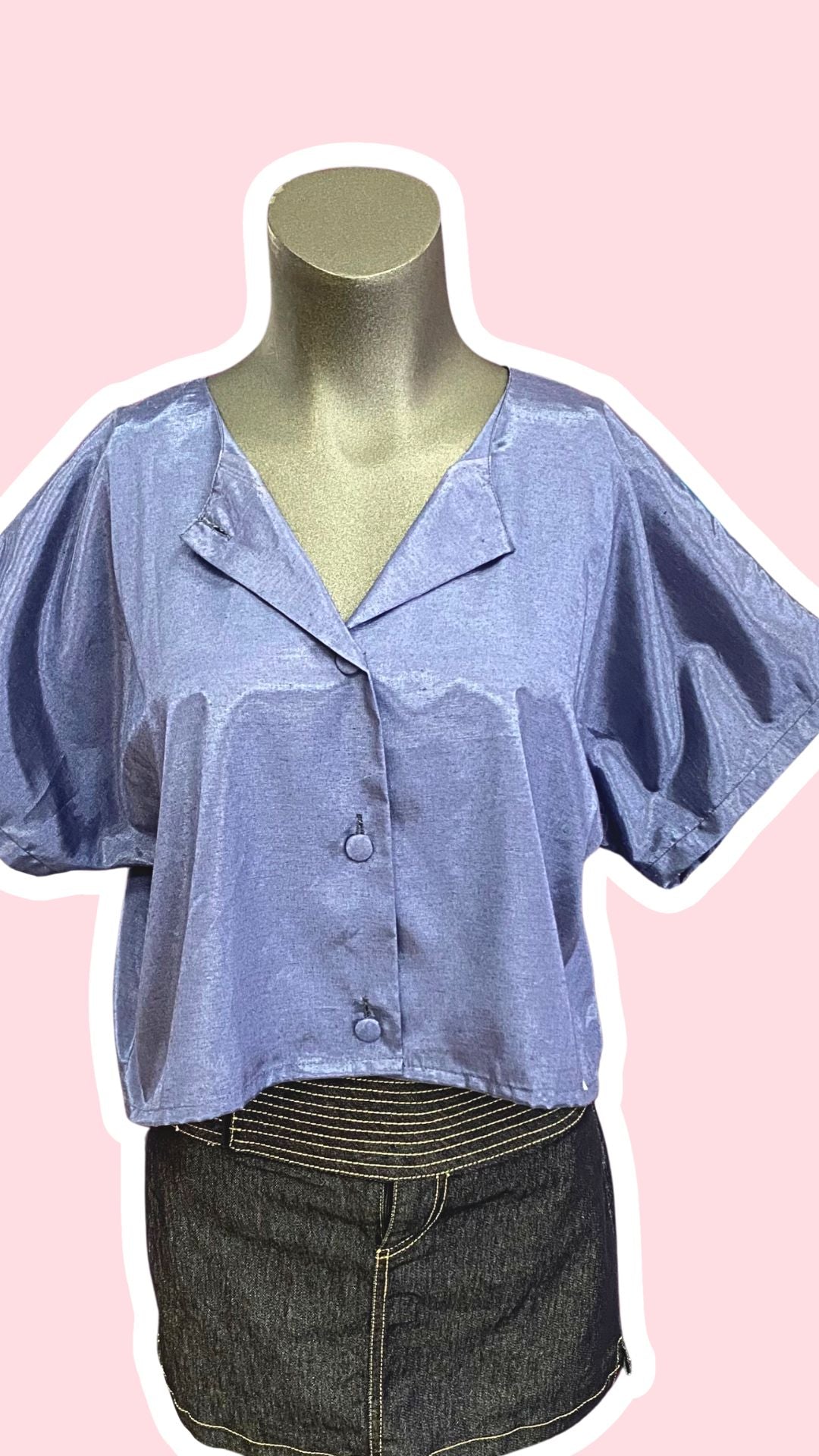 Cropped • T. 38 à 42 • Chemise crop top satinée violet bleue