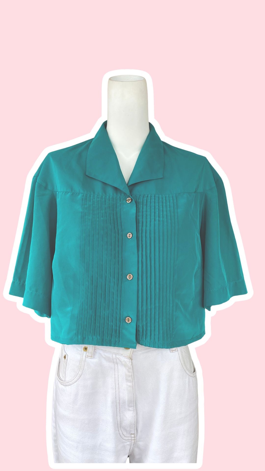 .Cropped • T. 36  à 42 • Chemise crop top vert émeraude