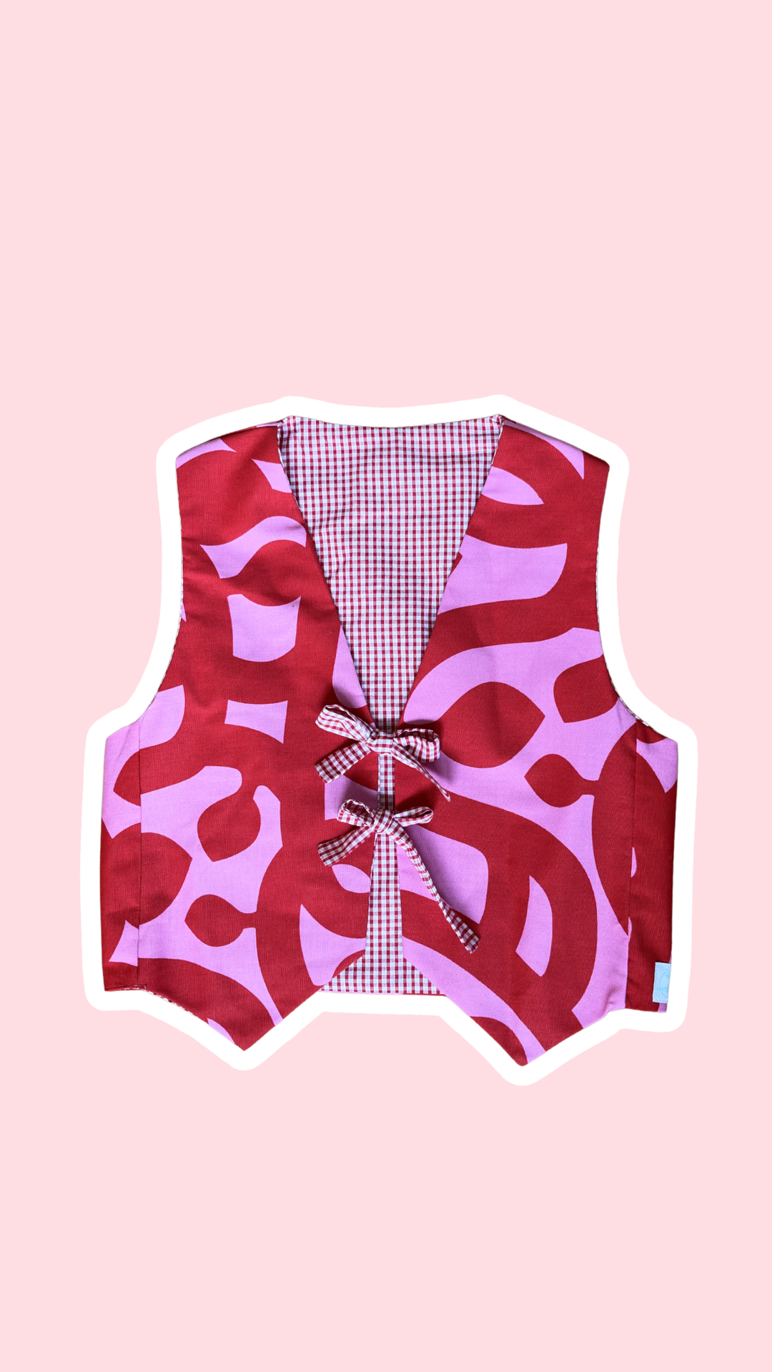 .Veston • Taille unique • Veston réversible rose et rouge & vichy rouge