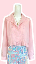 Froufrou • T.38 à 42 • Chemise crop top rose pastel brodée