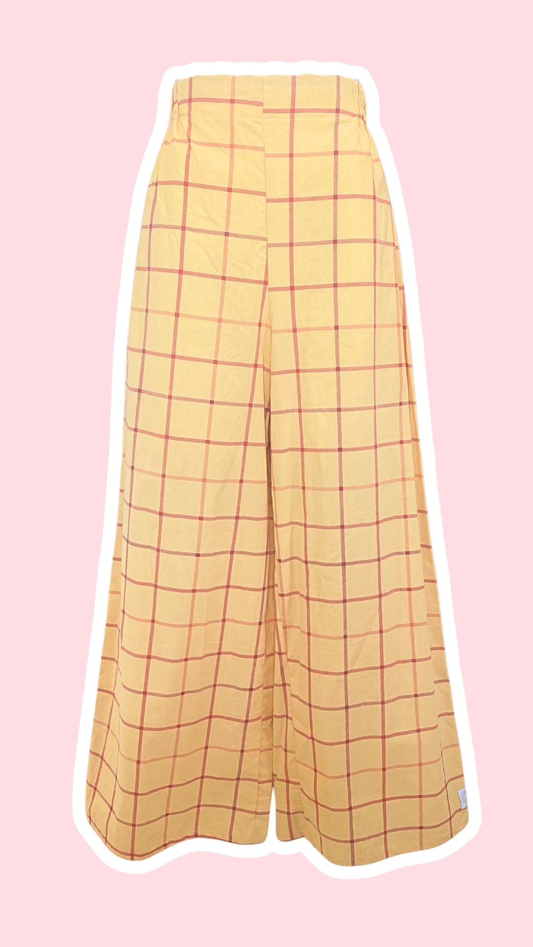 Pants • Taille M • Pantalon upcyclé jaune carreaux rouge