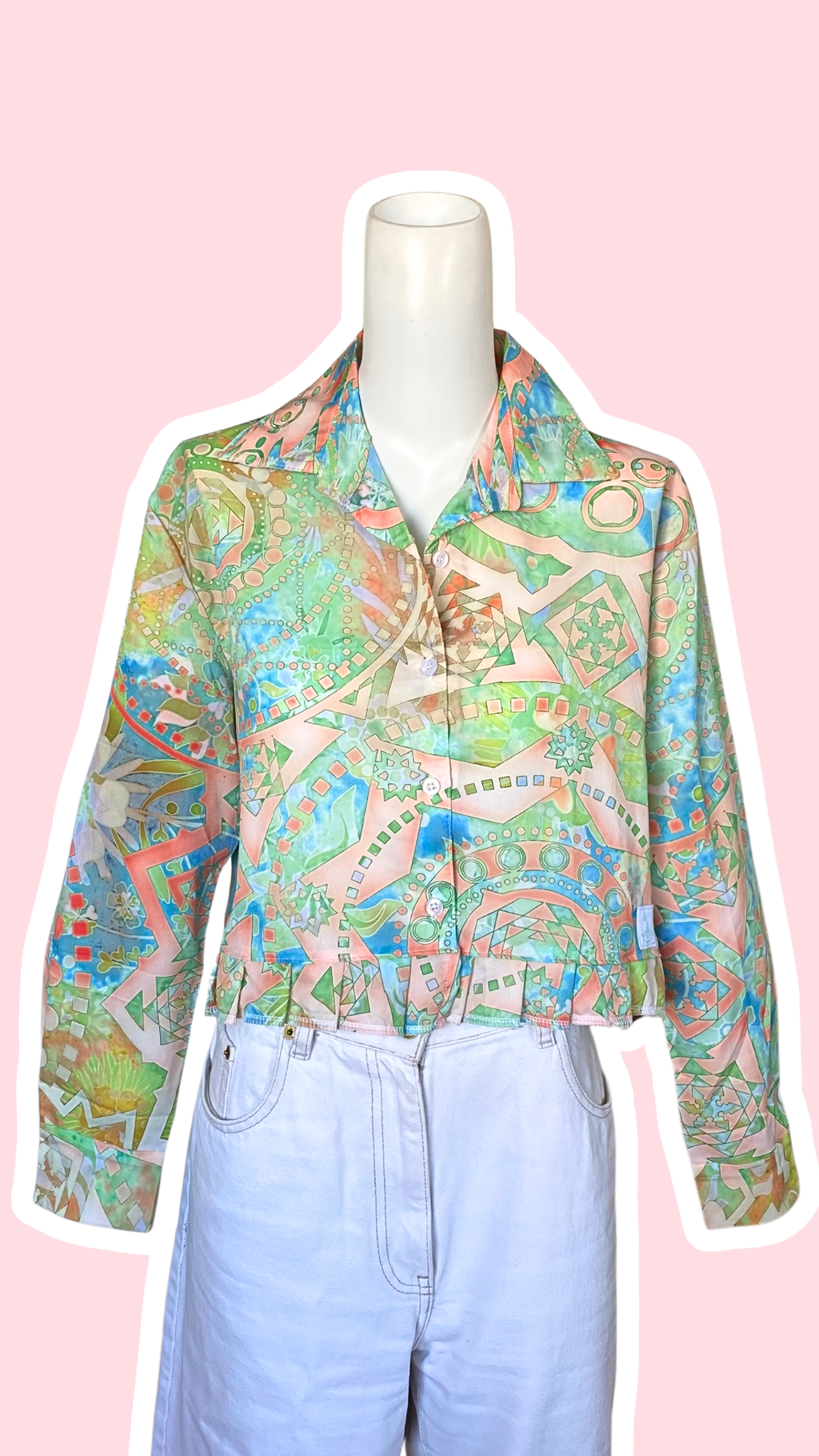 Froufrou • T. 34 à 38 • Chemise courte manches longues motifs physché pastel