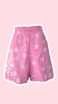Short • T.M et L • Short upcyclé rose bonbon à fleurs balnches