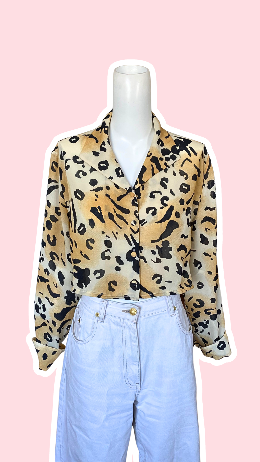 Chemise cropped • T. 34 à 38 • Chemise léopard beige