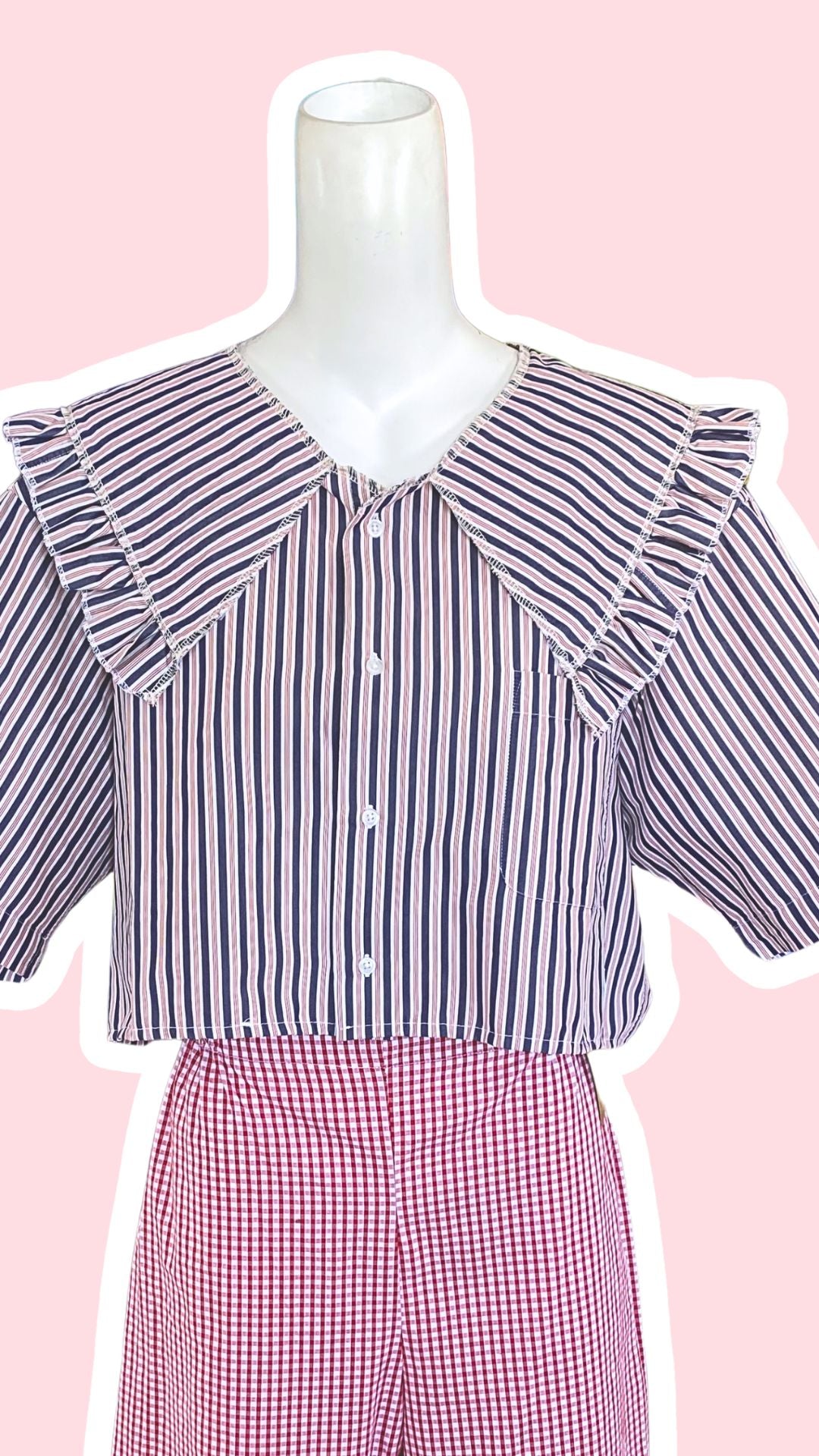 Sweaties • T.38 à 44 • Chemise grand col rayures rouge et bleu
