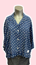 Froufrou • T. 42 à 48 • Chemise crop top bleu marine fleurie