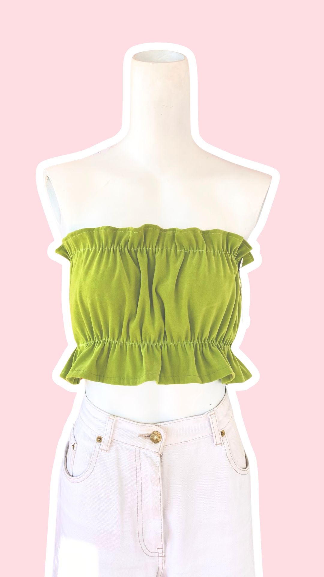 .P'tis Ôh • Taille XS  • Haut bandeau suédine vert pomme
