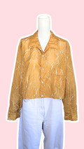 Chemise cropped • T. 38  à 44 • Chemise courte manches longues marbre jaune et blanc