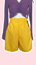 Short • T.S • Short upcyclé jaune à carreaux en relief