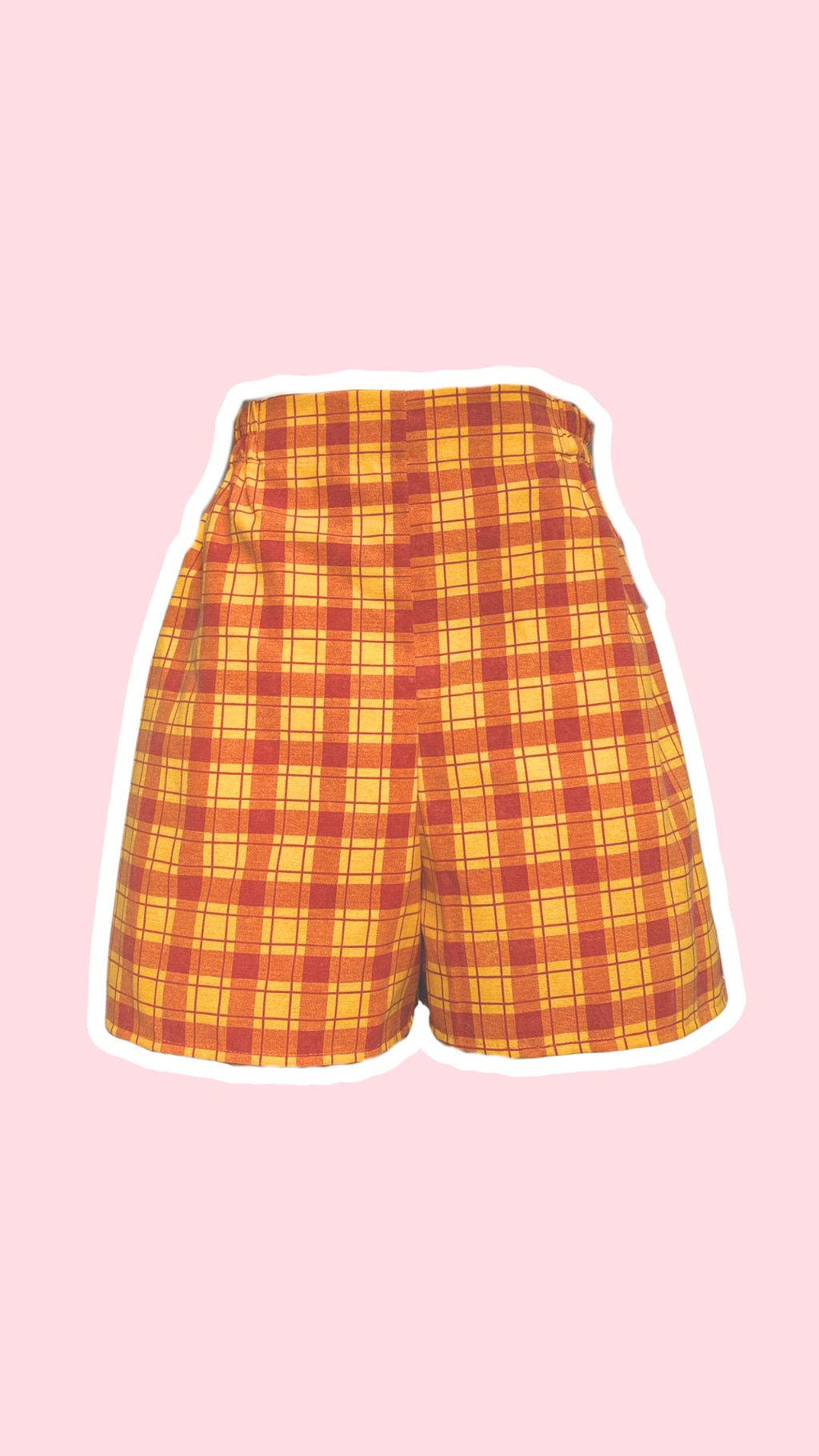 Short • Taille XS/S • Short upcyclé à carreaux orange