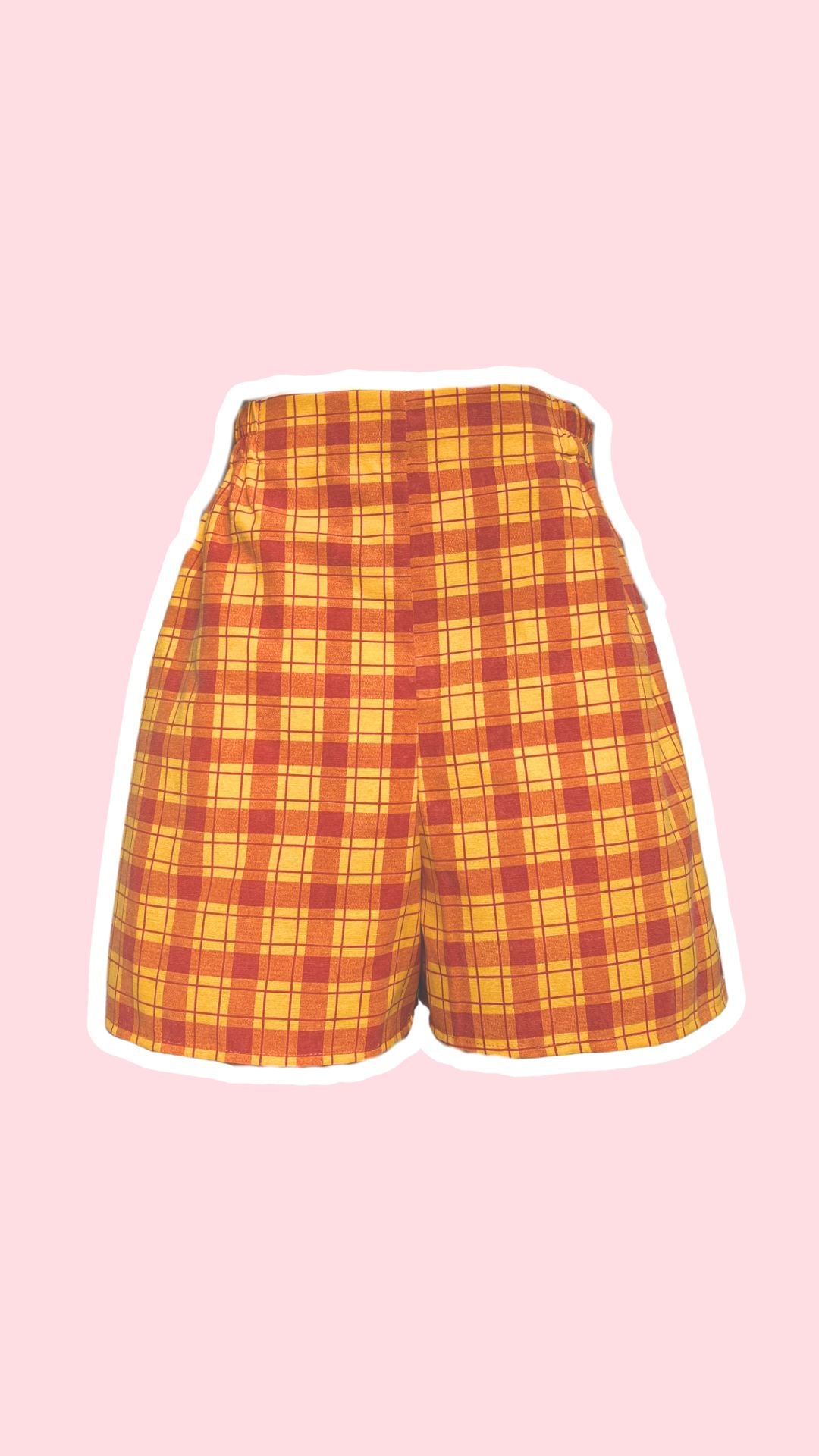 Short • Taille XS/S • Short upcyclé à carreaux orange