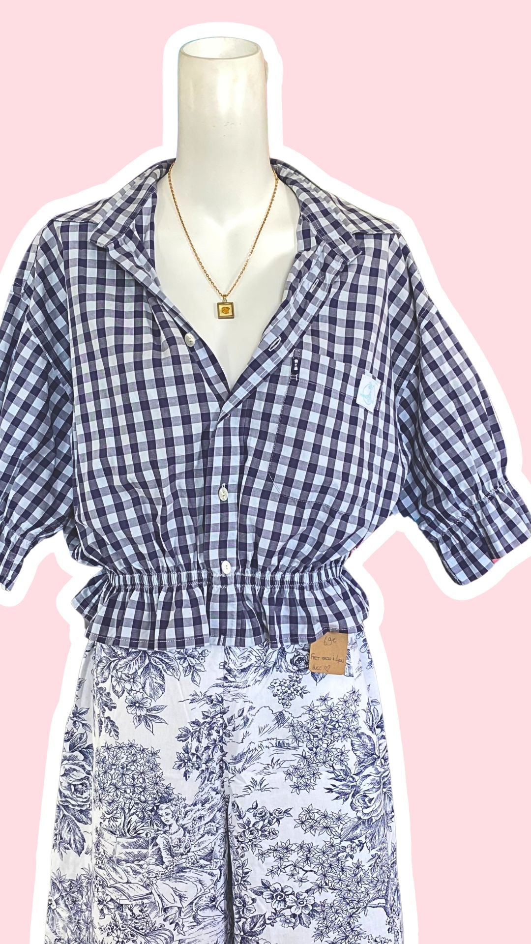 Intemporelle • T. 38 à 42 • Chemise crop bleu à carreaux