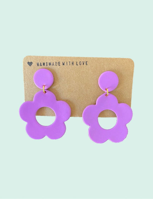 Boucles d’oreilles • Boucles en fleurs 70s violettes
