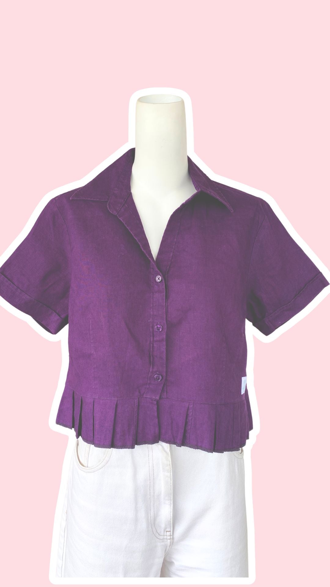 Froufrou • T. 34 à 38 • Chemise crop top en lin violette