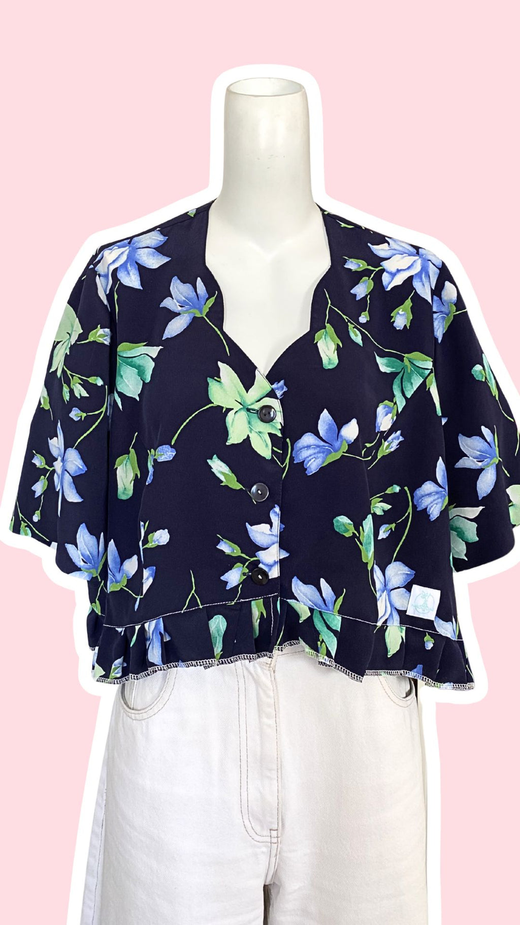 Froufrou • T. 38 à 44 • Chemise bleu fleurs verte