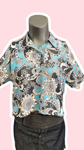 Cropped • T. 38 à 42 • Polo 70s motifs bleu & gris