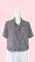 Froufrou • T. 32 à 36 • Chemise crop top grise à pois blanc
