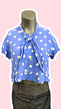 Froufrou • T.32 à 36 • Chemise crop top bleu à pois