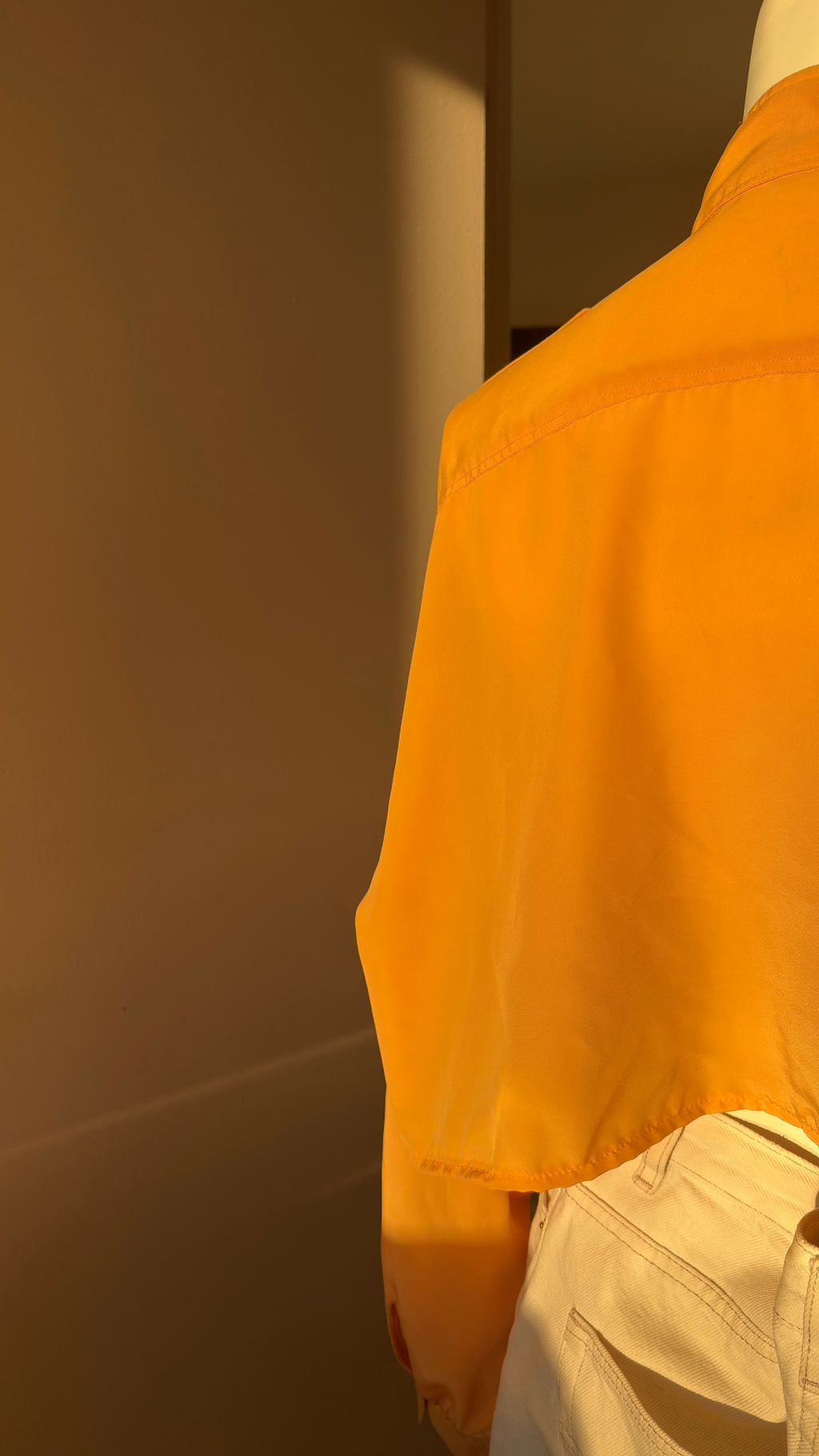 Chemise cropped manches longues • T.36 à 42 • Chemise upcyclée manches longues col montant