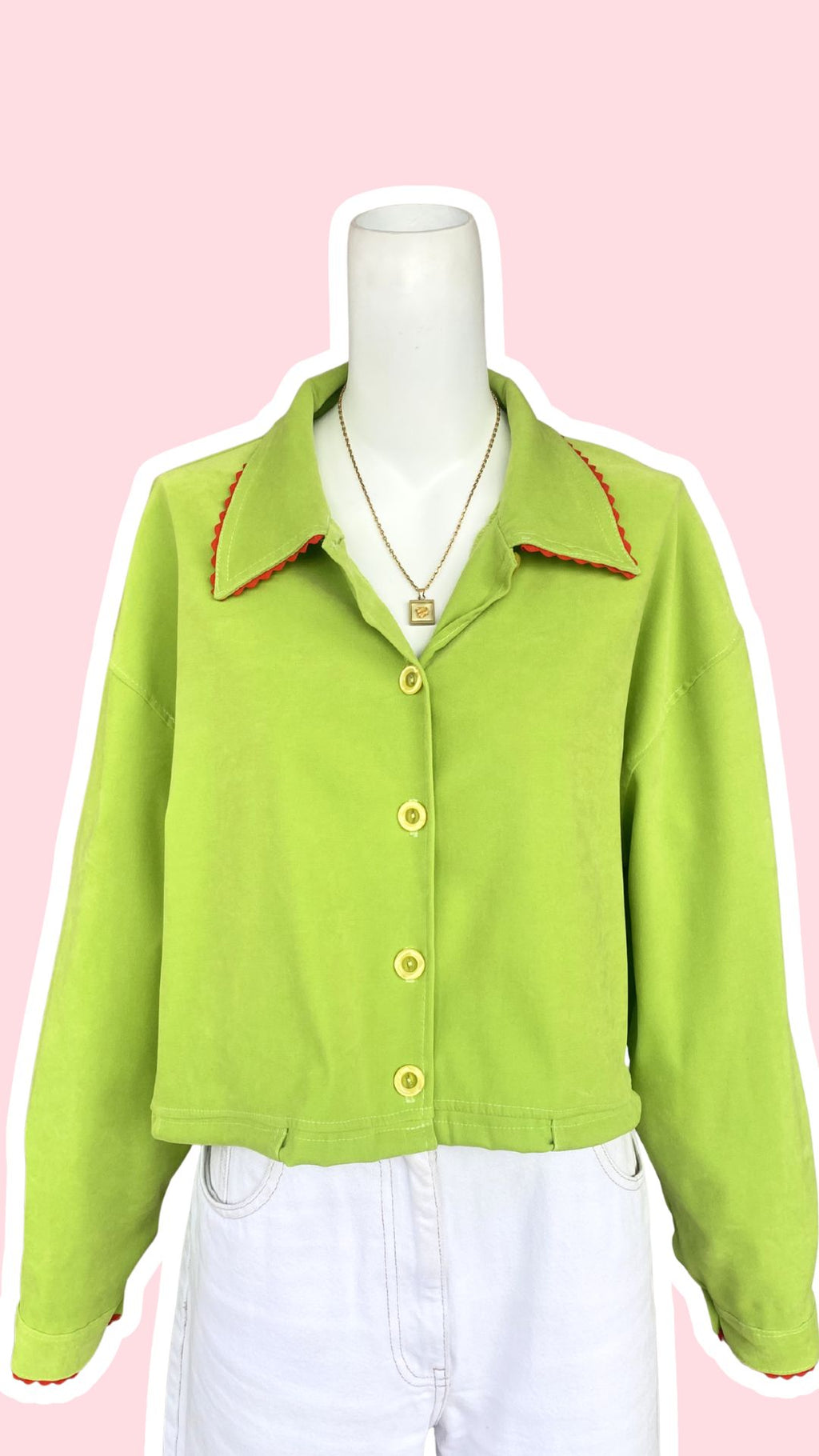 .Cropped Jacket • T. 36 à 42 • Surchemise veste courte verte pomme