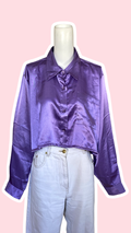 Chemise cropped • T. 40 à 50 • Chemise courte manches longues violette irisée