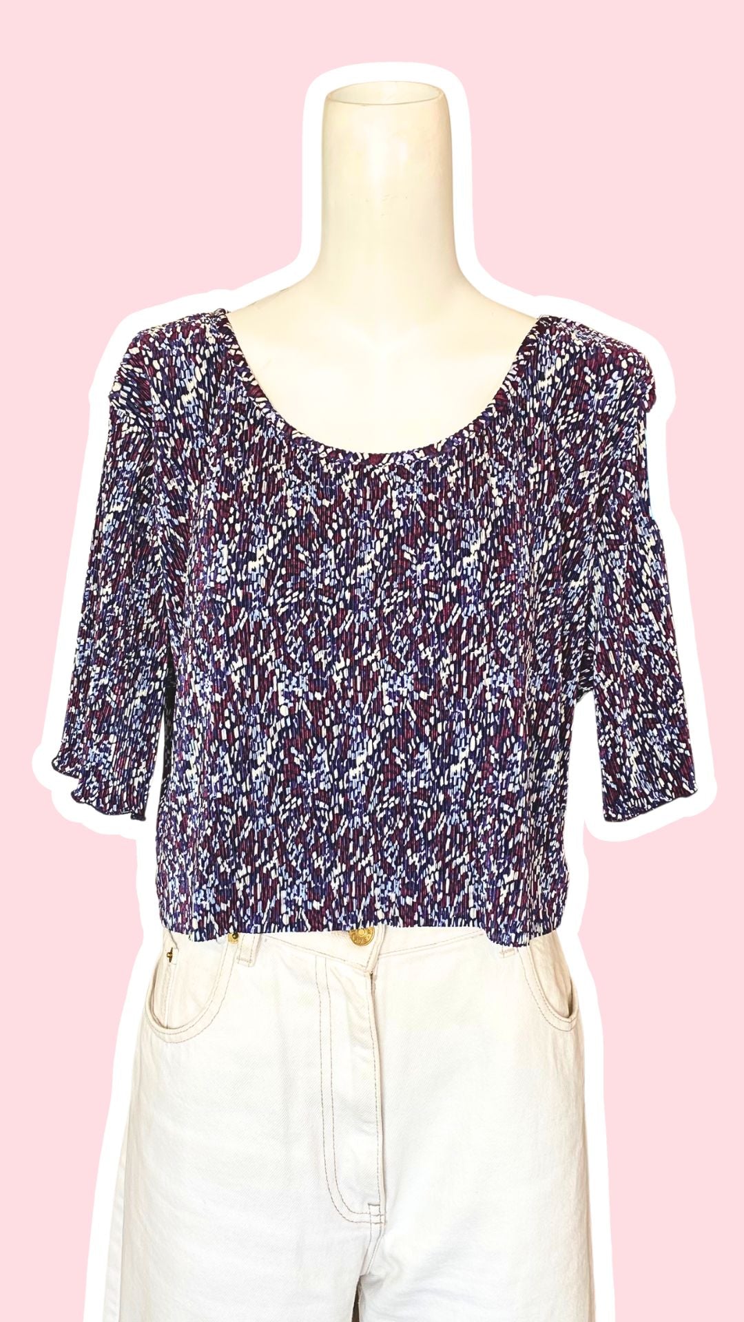 Cropped • T. 36 à 42 • Tshirt crépon à motifs