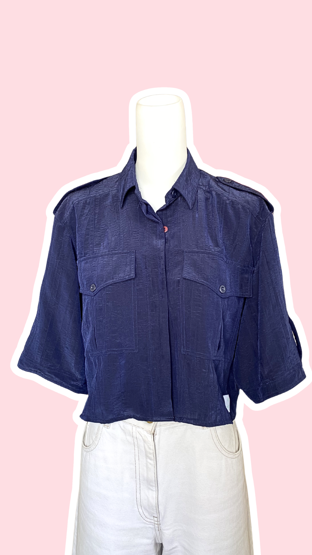 Cropped • T. 36 à 42 • Chemise crop top crépon bleue