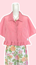 Froufrou • T. 36 à 40 • Chemise crop top vieux rose brodée