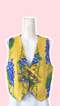 Veston • Taille unique • Veston upcyclé provençal jaune raisins bleu + bleu électrique
