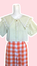 Sweaties • T.32 à 38 • Chemise grand col vichy vert pomme
