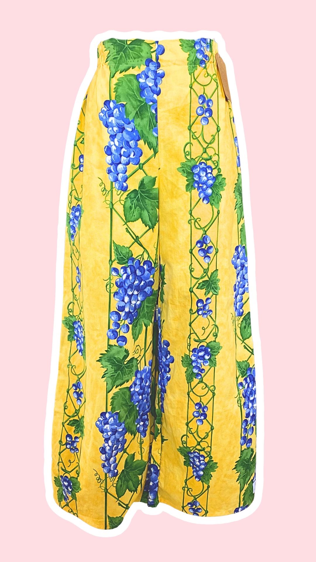 Pants • Taille XS/S & M • Pantalon upcyclé jaune à motifs raisins