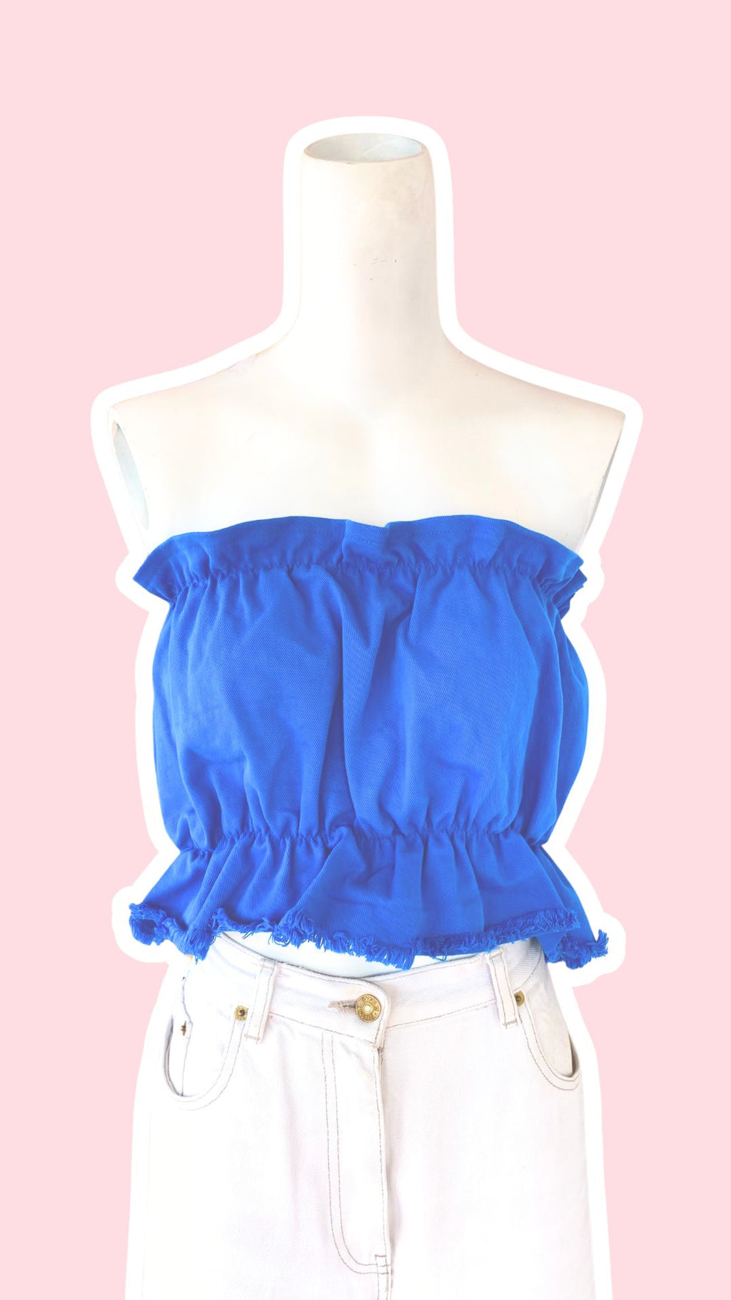 P'tis Ôh • Taille XL  • Haut bandeau bleu électrique matière jeans