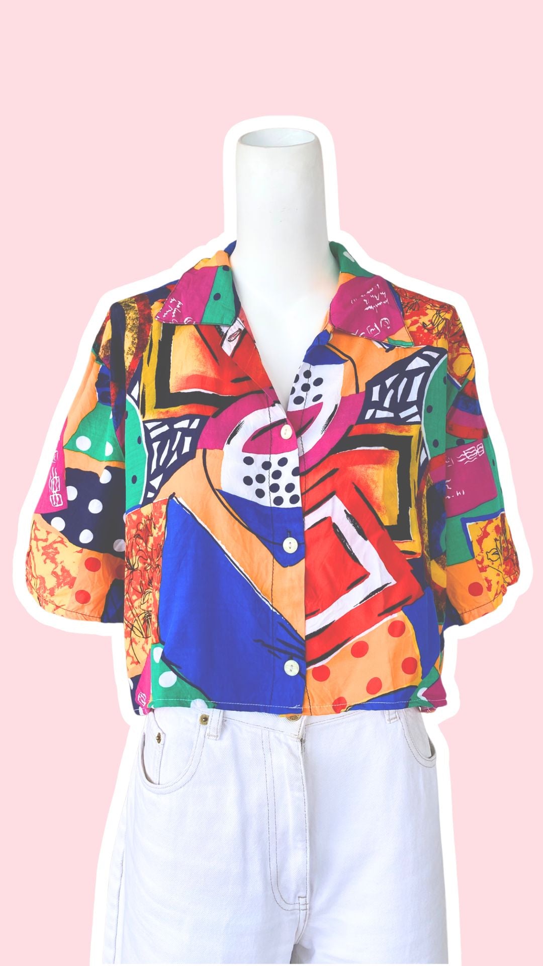 chemise crop top multicolore vintage